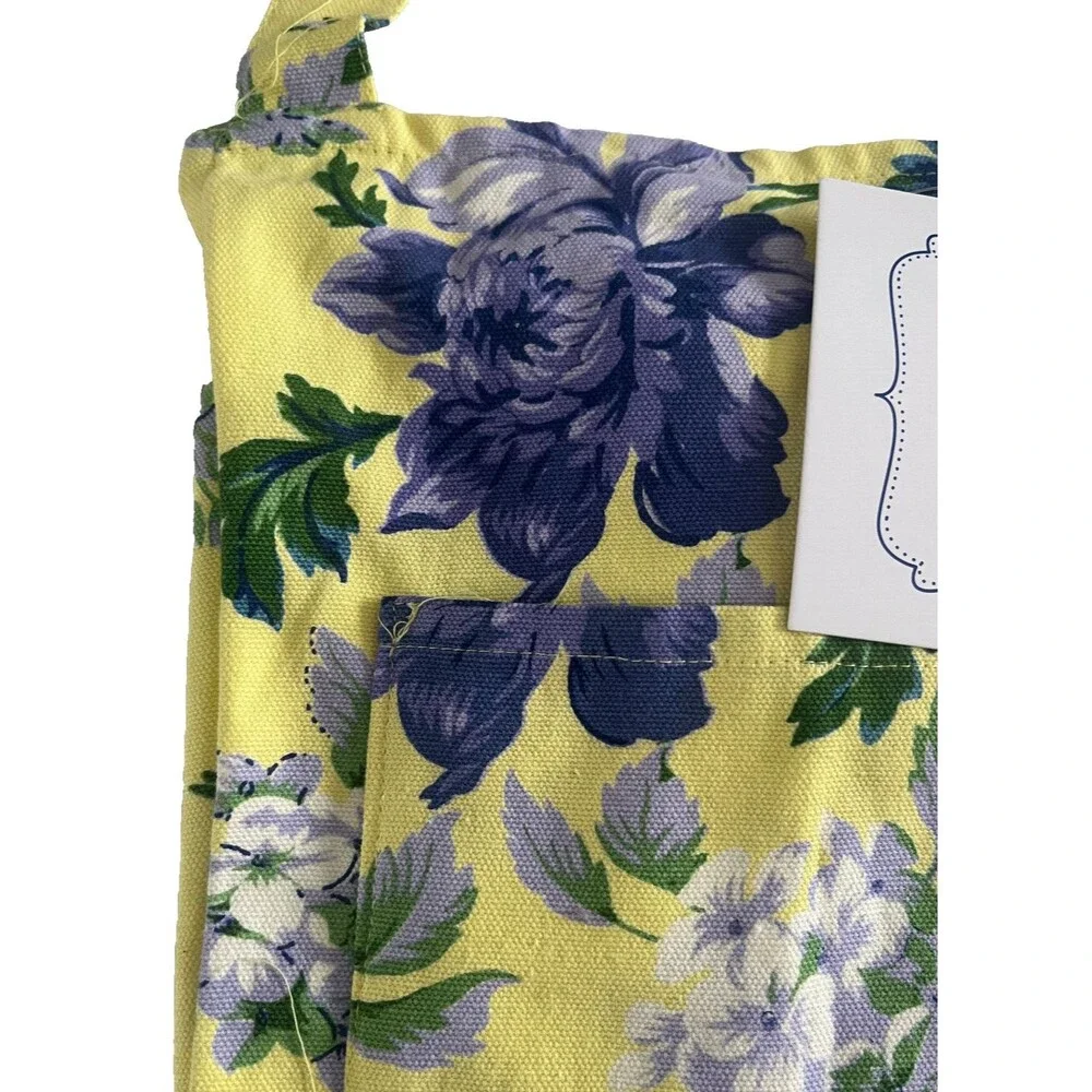 April Cornell Apron Purple Yellow Flowers French Country Spring 100% Cotton